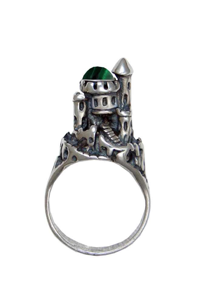 Sterling Silver Castle of Dreams Ring With Malachite Size 10